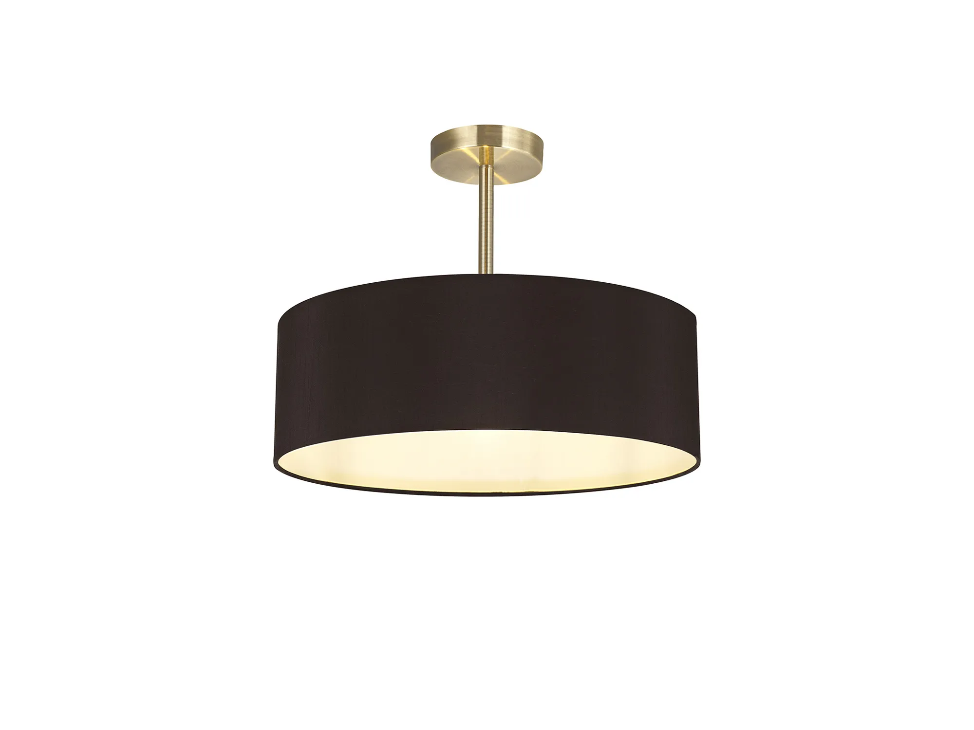 Baymont 45cm Semi Flush 3 Light Antique Brass, Black/White